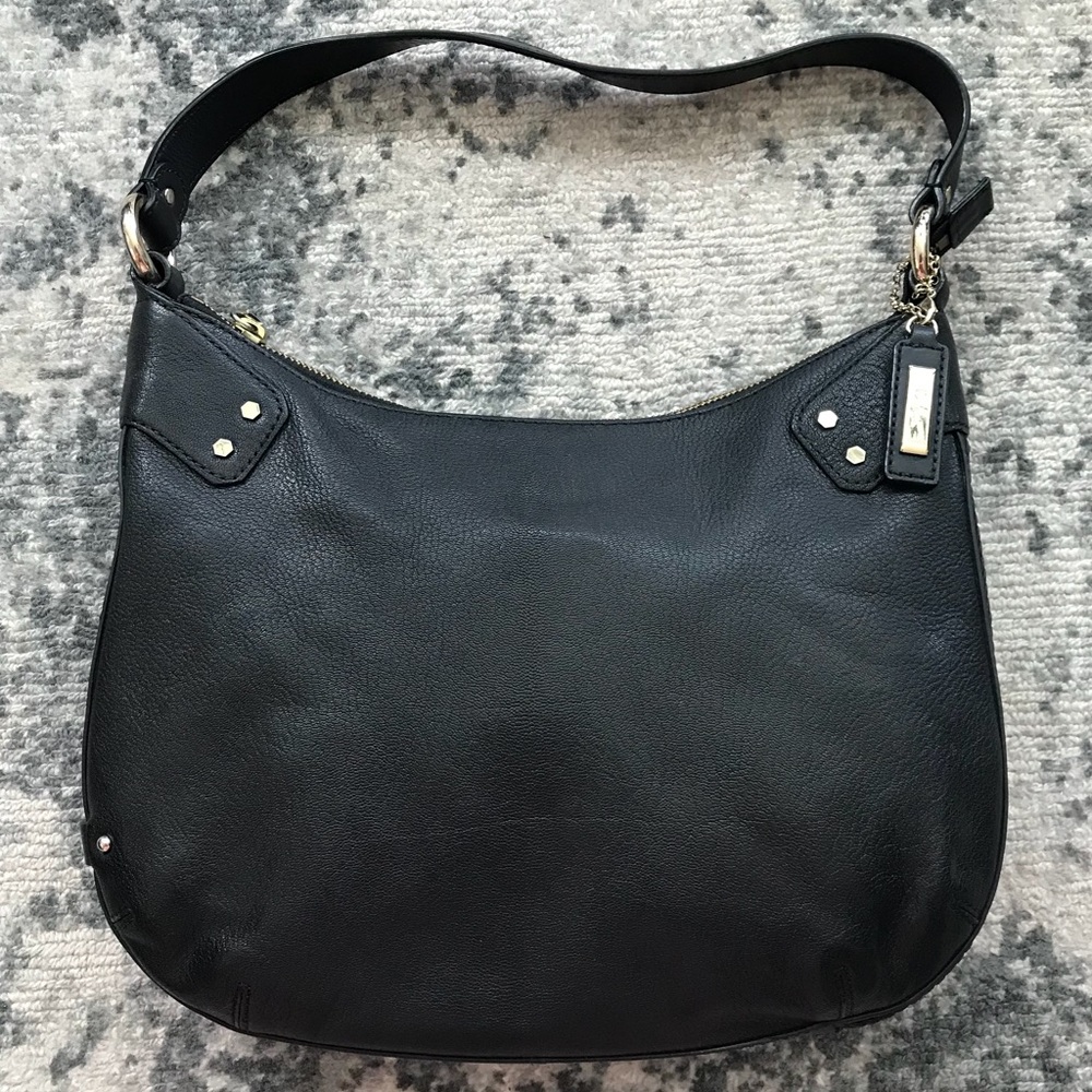 COLE HAAN Leather Black Gold Zipper Bag